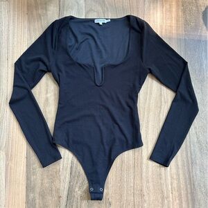 Good American Deep Scoop Black Bodysuit